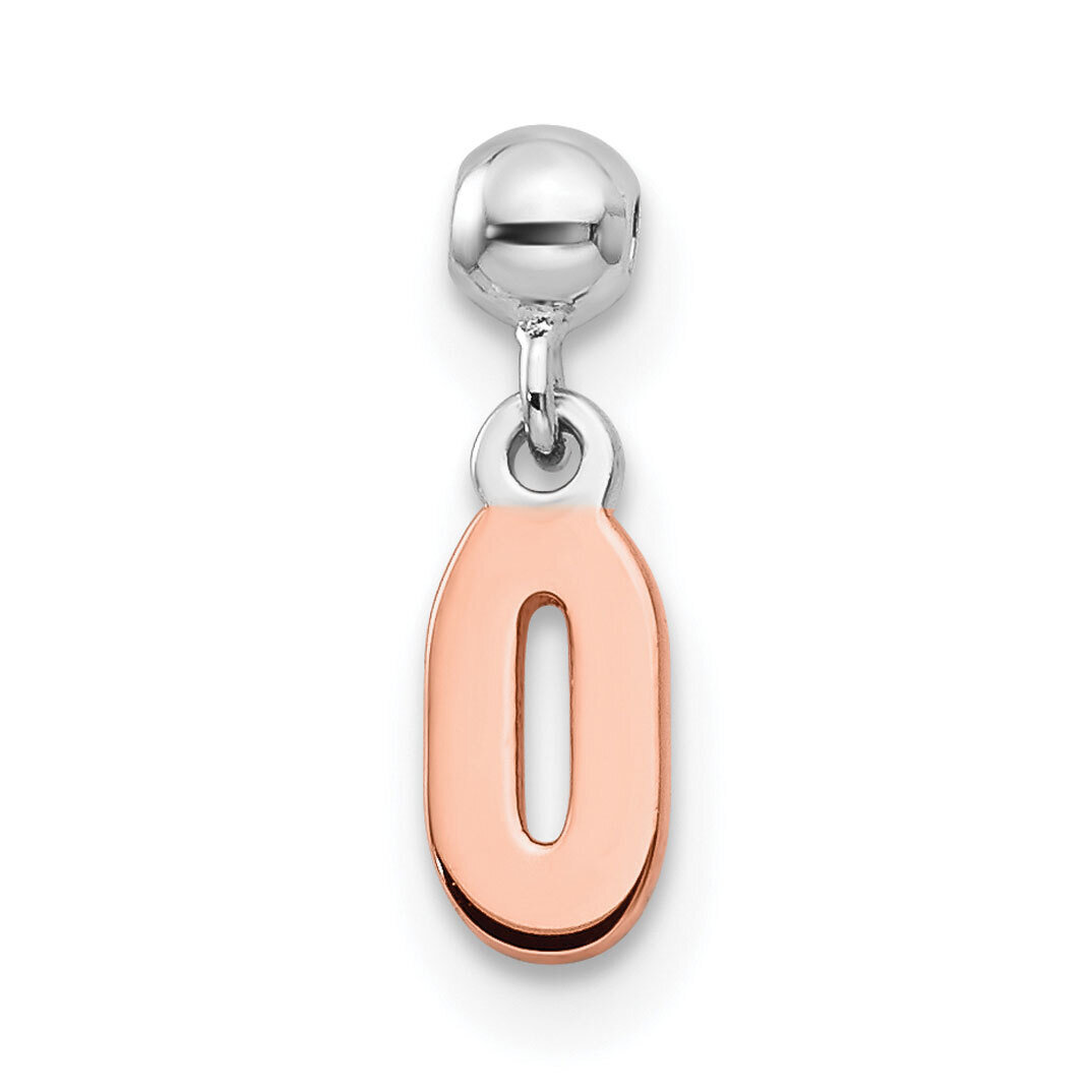Number 0 Charm Sterling Silver Rhodium &amp; Rose Tone QMM191N0, MPN: QMM191N0,