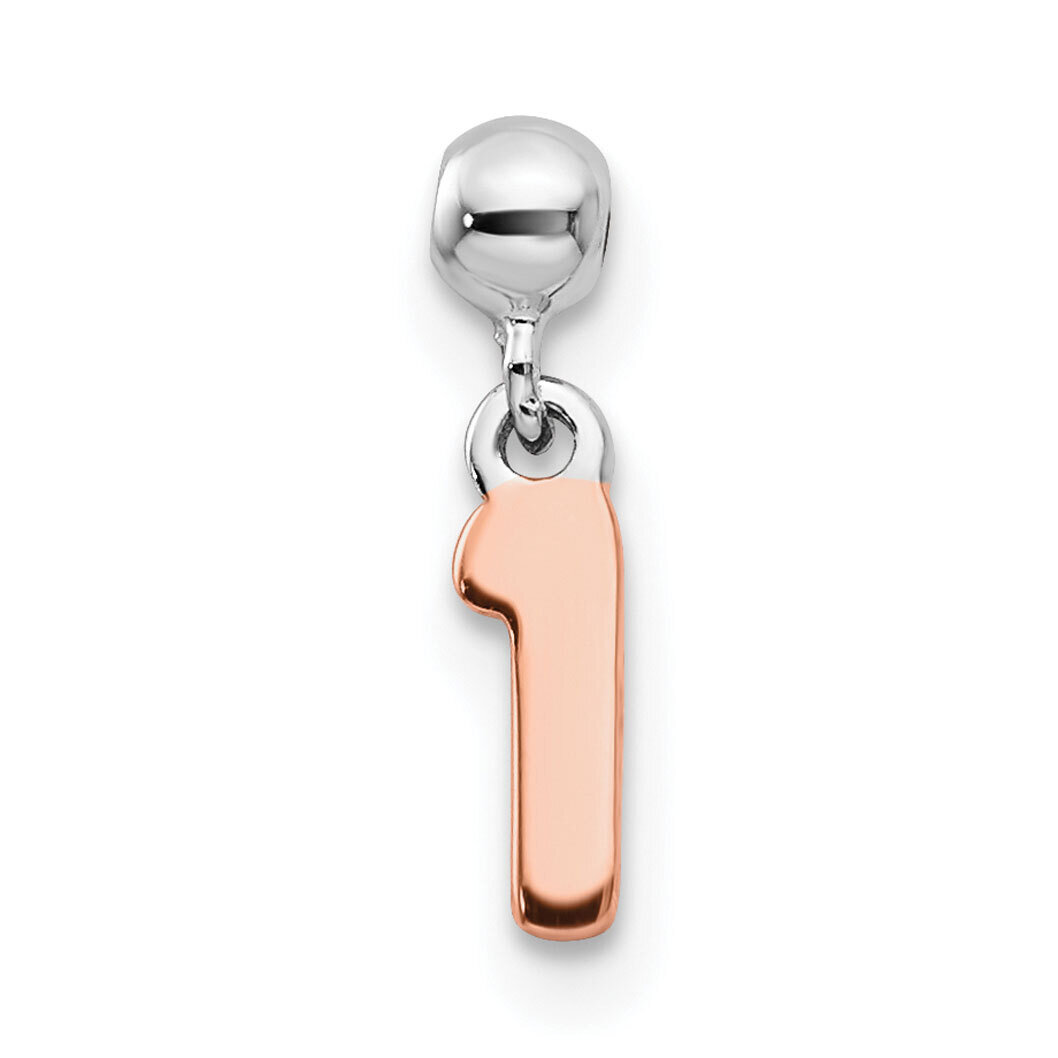 Number 1 Charm Sterling Silver Rhodium &amp; Rose Tone QMM191N1, MPN: QMM191N1,