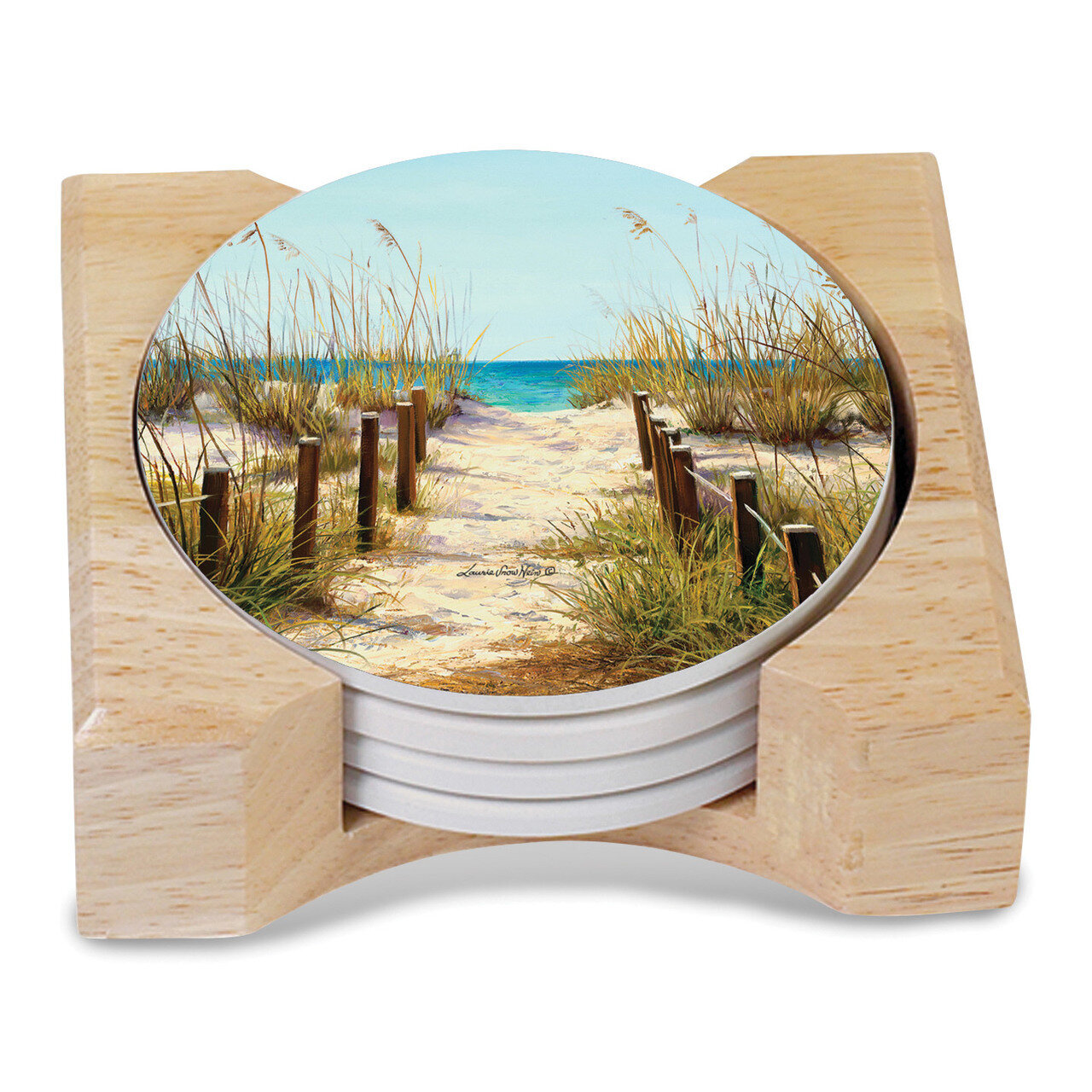 Beach Path Set of Four Coasters with Holder GM18155, MPN: GM18155, 73143884172