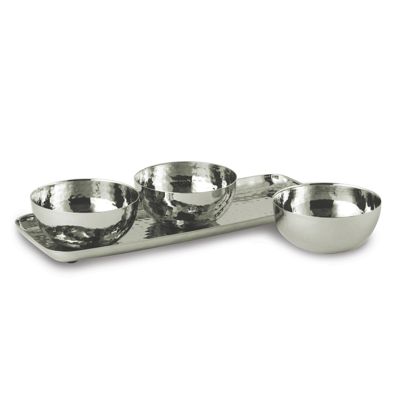 Hammered 3 Bowl Set with Tray Stainless Steel GM18237, MPN: GM18237, 15227725193