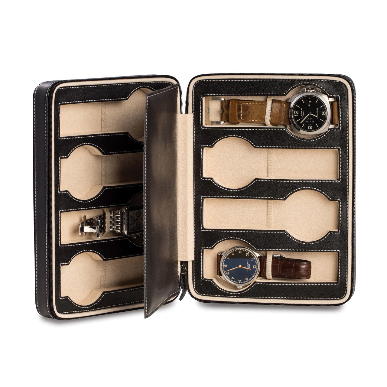 Black Leather 8-Watch Travel Case GM18317, MPN: GM18317, 797140575924