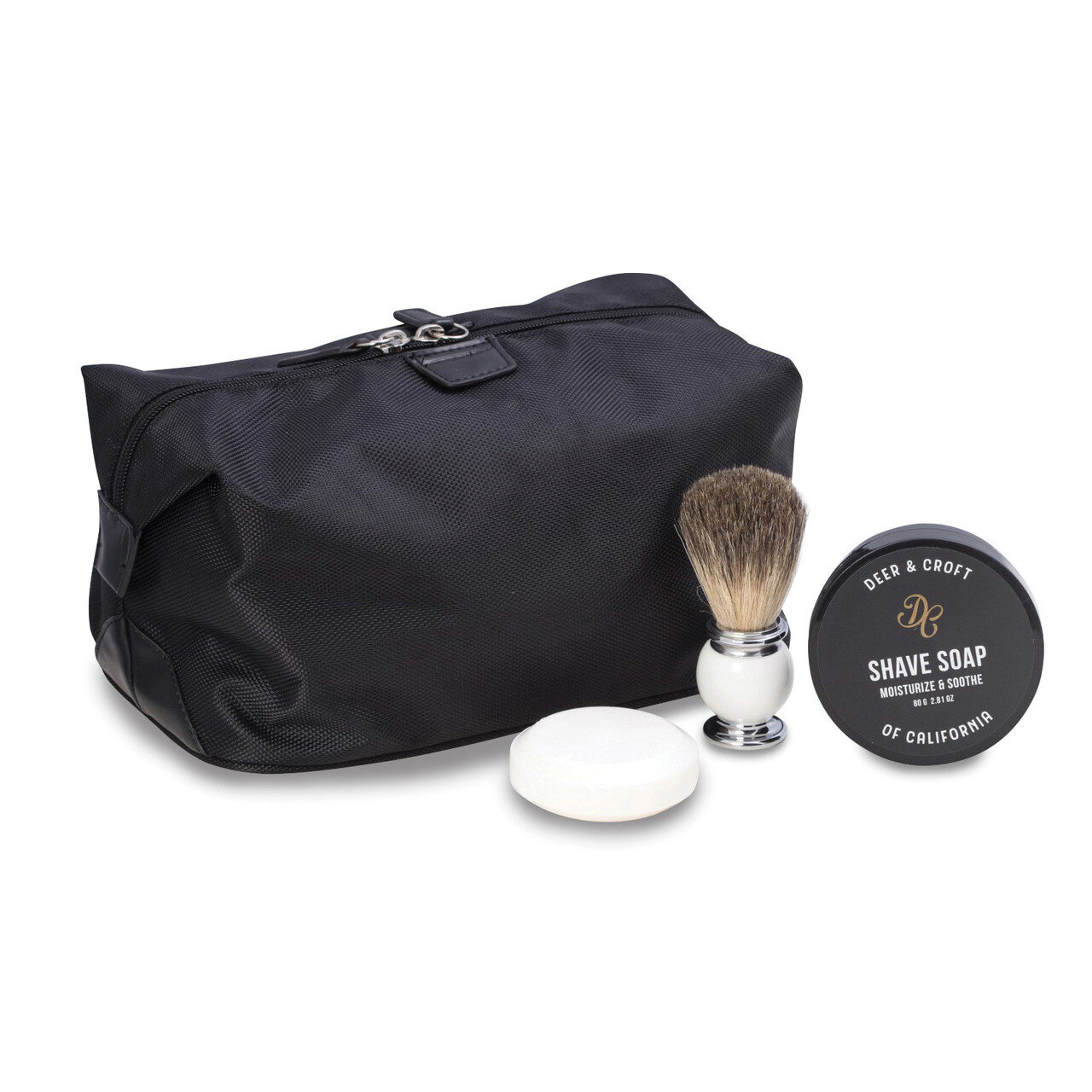 Deer & Croft Black Nylon Dopp Kit with Brush & Soap GM18337