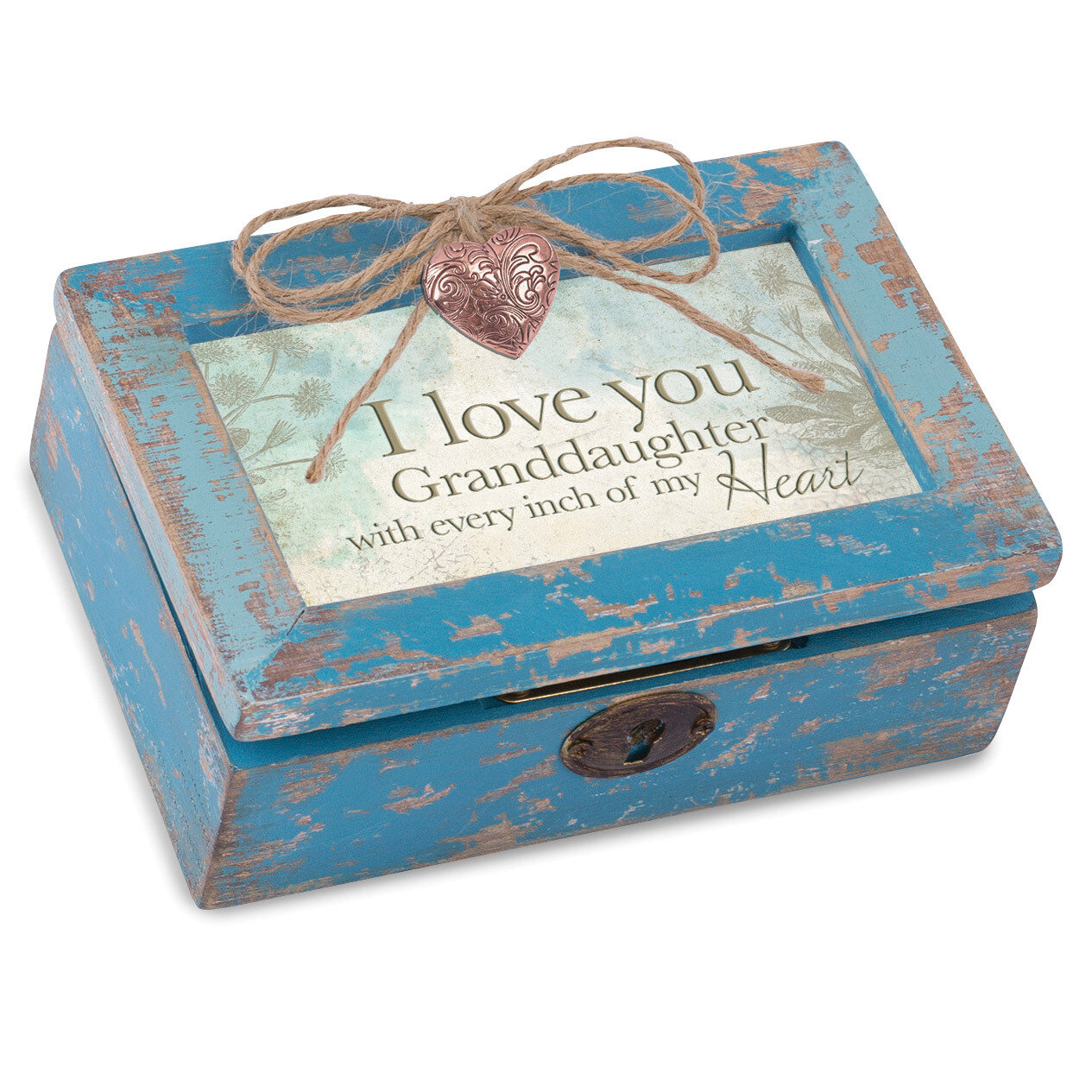 Granddaughter Heart Locket Music Box Distressed Finish GM18539