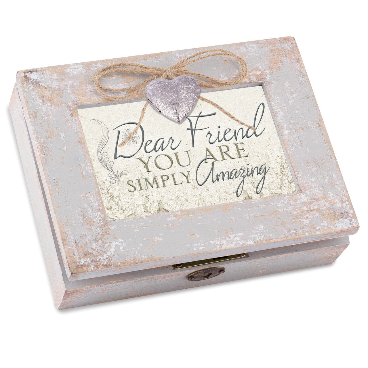 Dear Friend Heart Locket Music Box Distressed Finish GM18544, MPN: GM18544, 633303295158