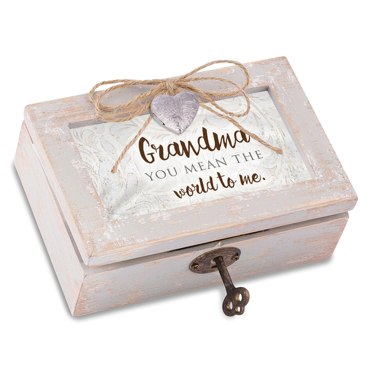 Grandma Heart Locket Music Box Distressed Finish GM18555