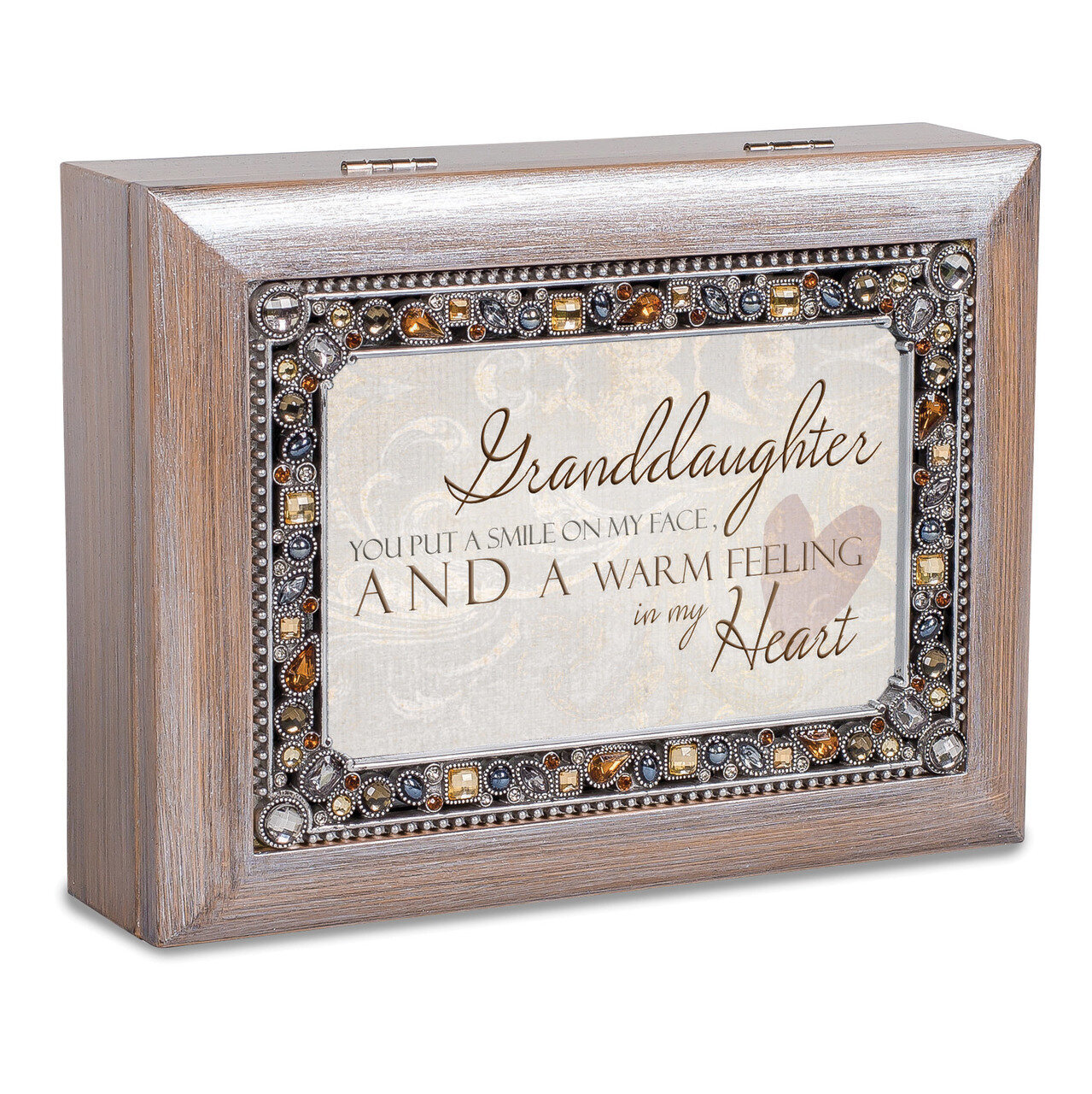 Granddaughter Music Box Jeweled Woodgrain Resin GM18590
