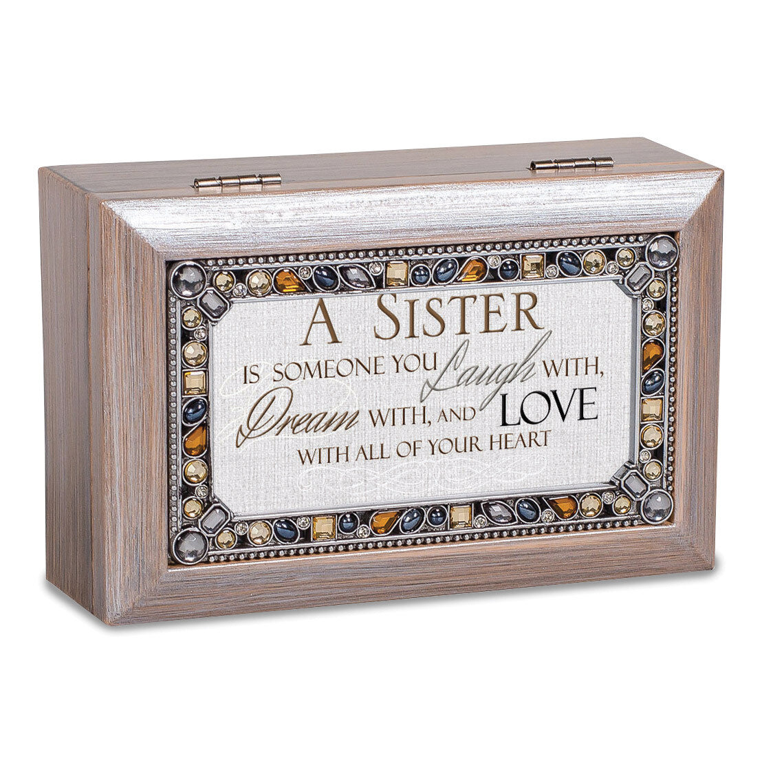 Sister Music Box Jeweled Woodgrain Resin GM18594, MPN: GM18594, 633303294052