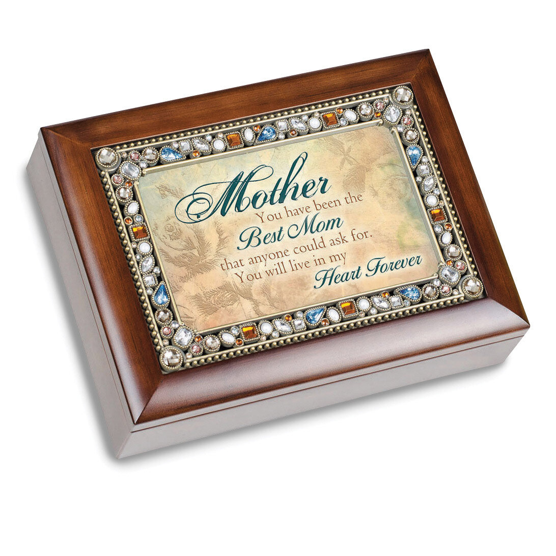 Mother Jeweled Woodgrain Music Box GM18609