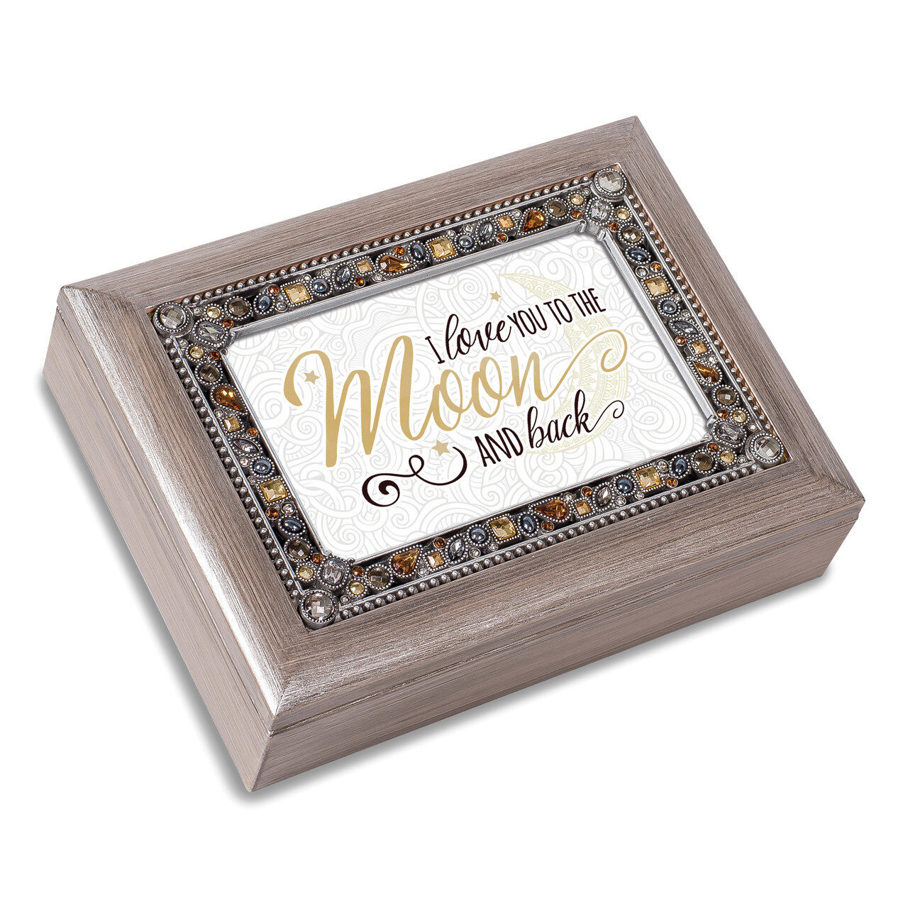 Resin Moon &amp; Back Jeweled Music Box Silver-tone GM18625, MPN: GM18625, 633303824648