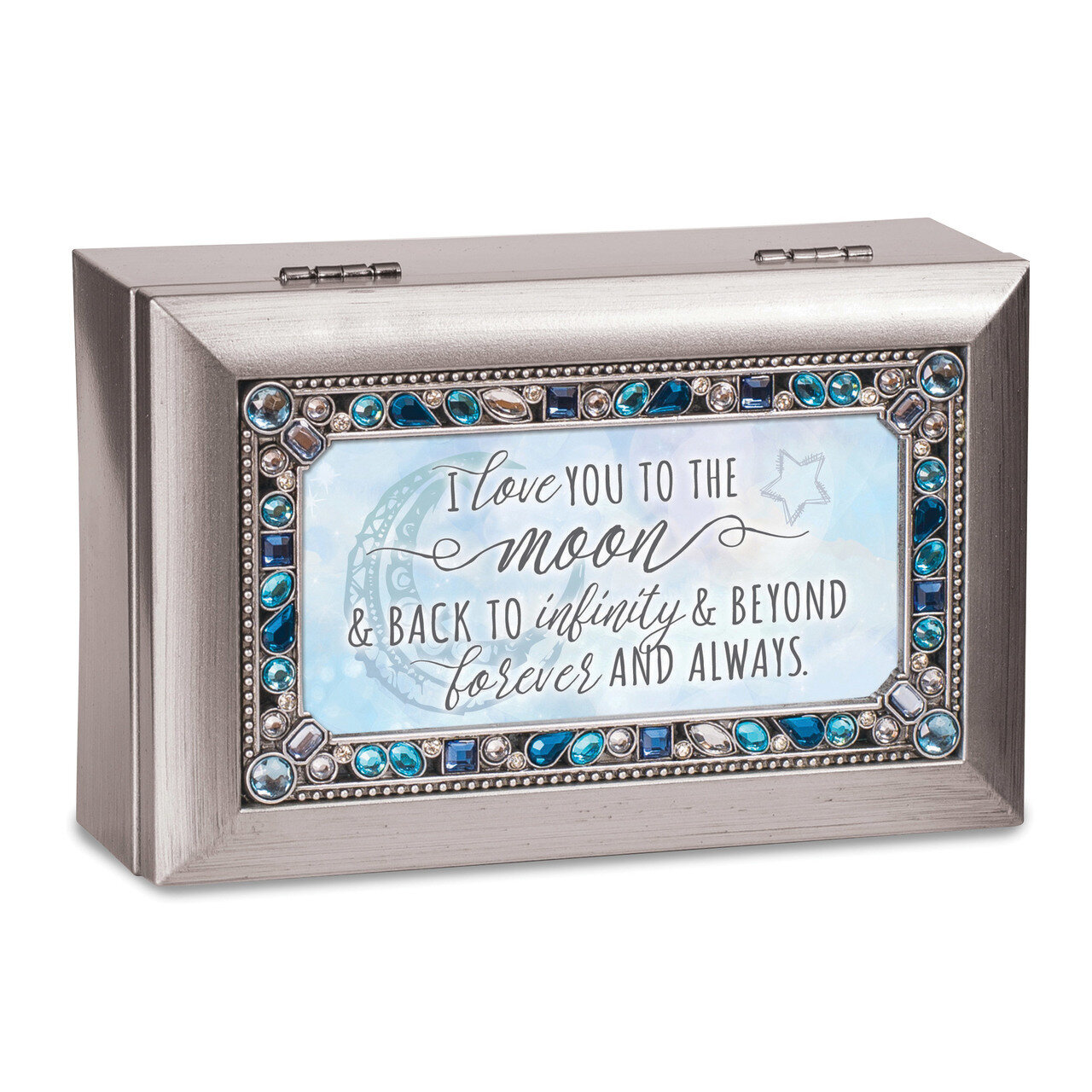 Resin Moon & Back Jeweled Music Box Silver-tone GM18626