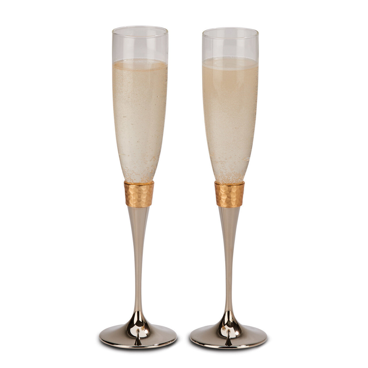 Pair Hammered Gold-tone Banded Flutes GM18664