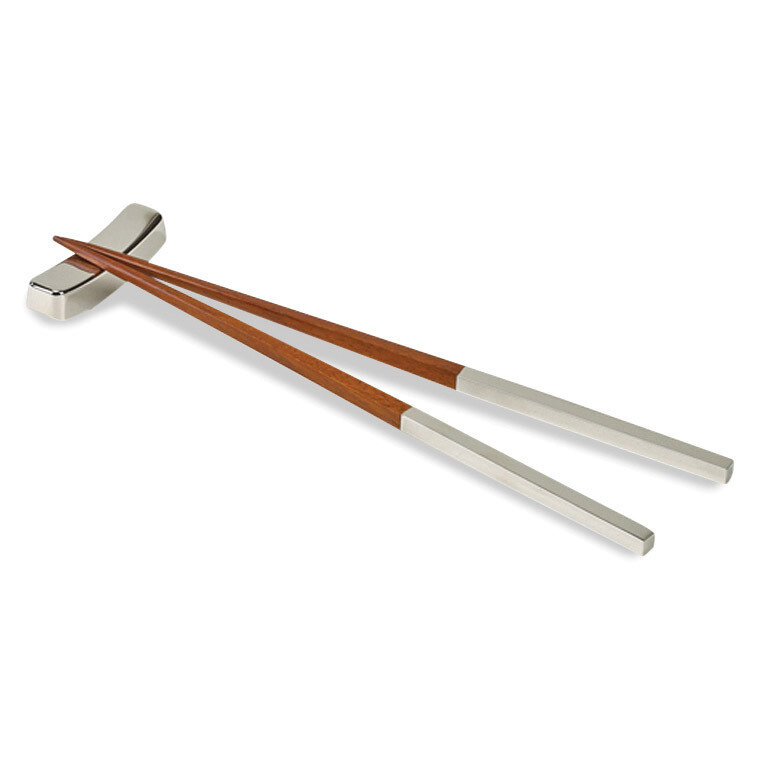 Pair Chopsticks with Rest Nickel-plated GM18692