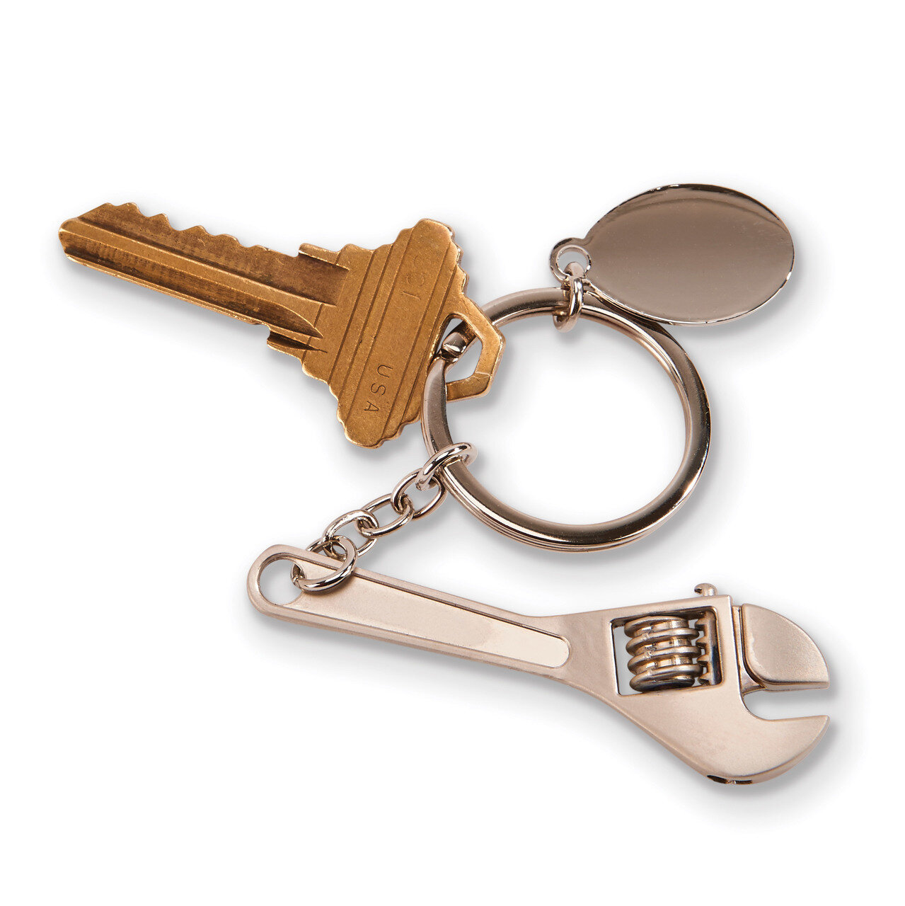 Matte Finish Wrench Key Ring with Engraving Tag GM18702