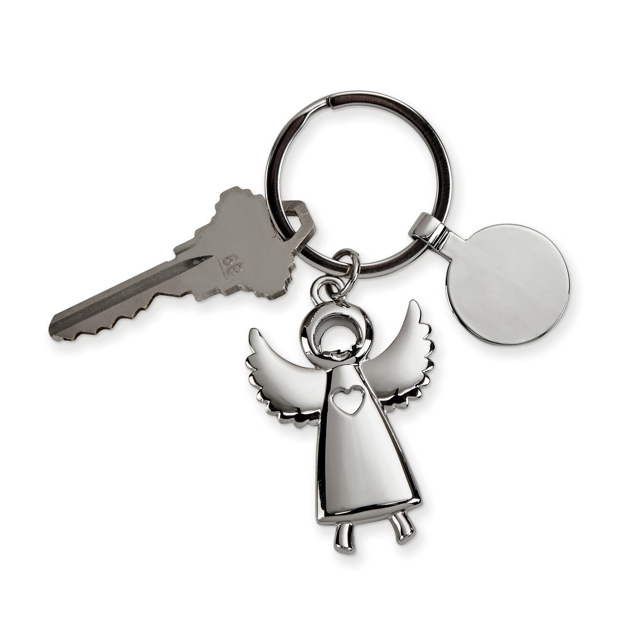 Standing Angel Key Ring with Engraving Tag Nickel-plated GM18703