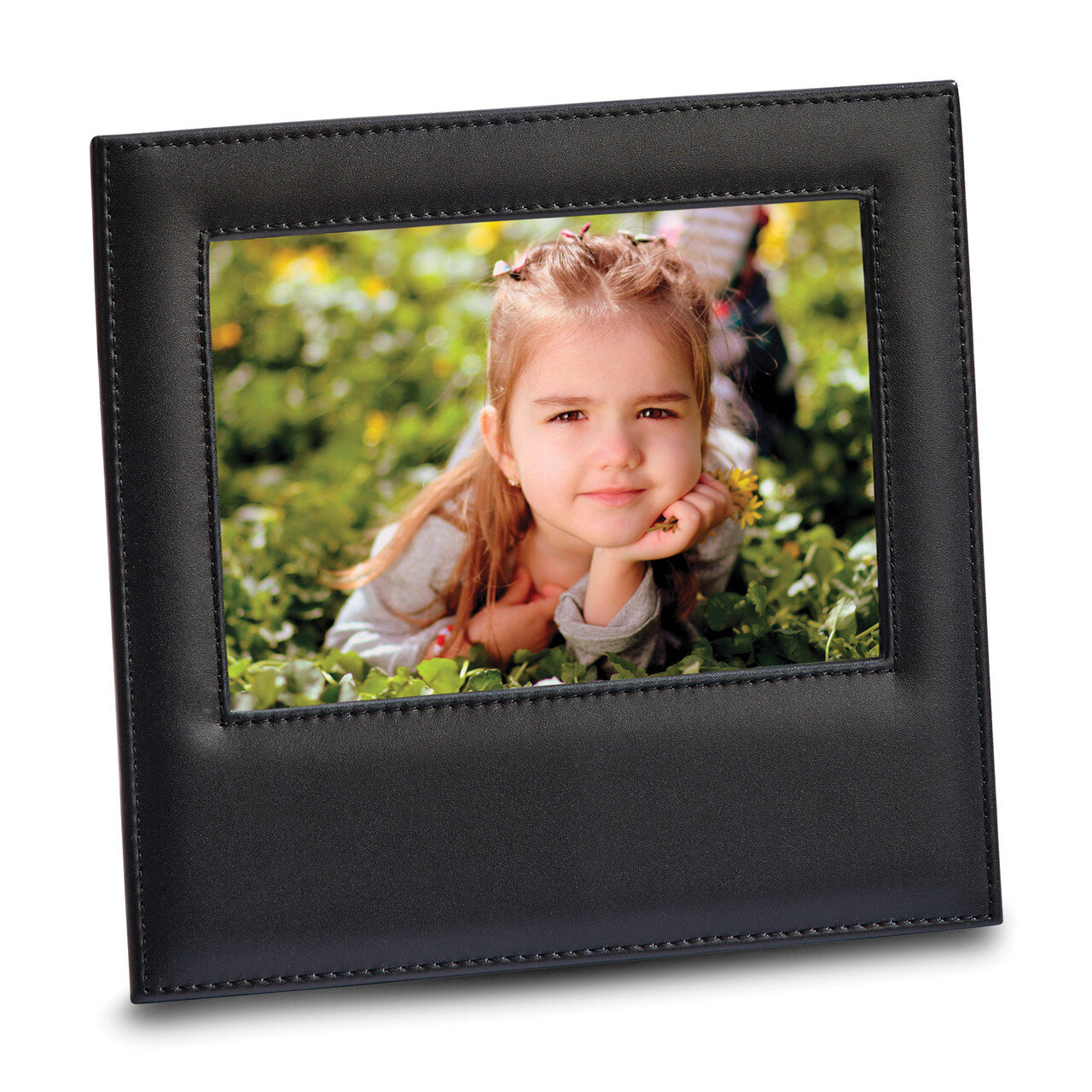 Black Leather Frame, Holds 5X7 Photo GM18727