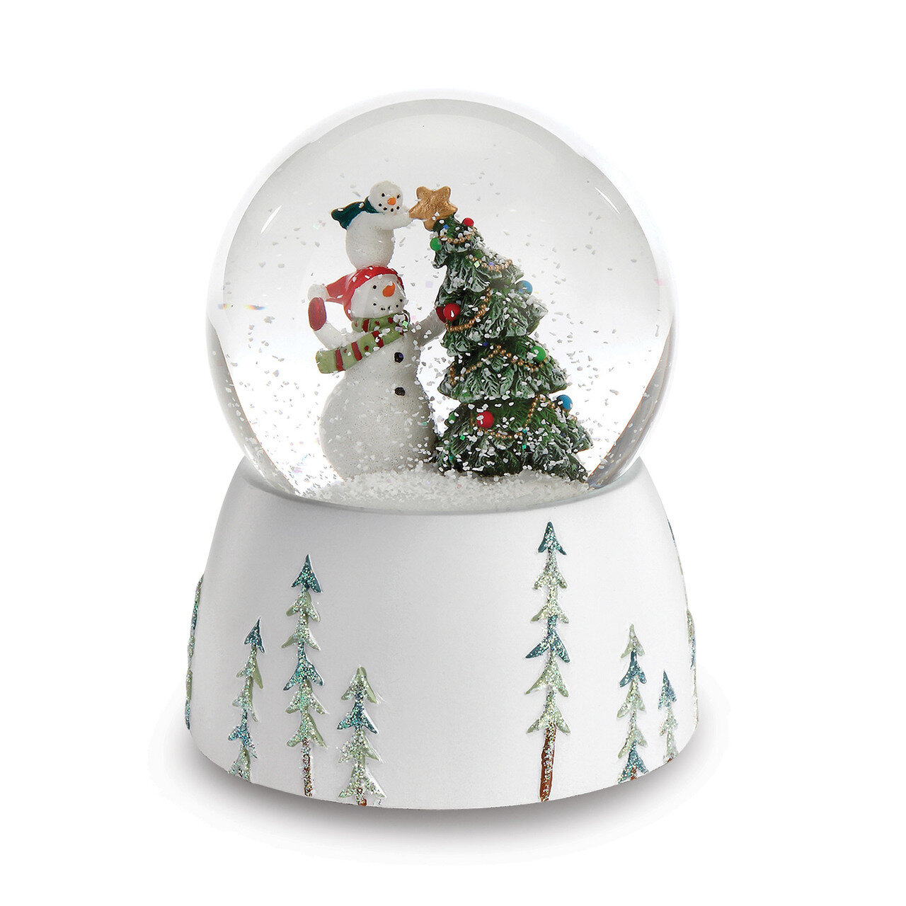 Resin Snowman with Tree Musical Glitterdome Snow Globe GM19052
