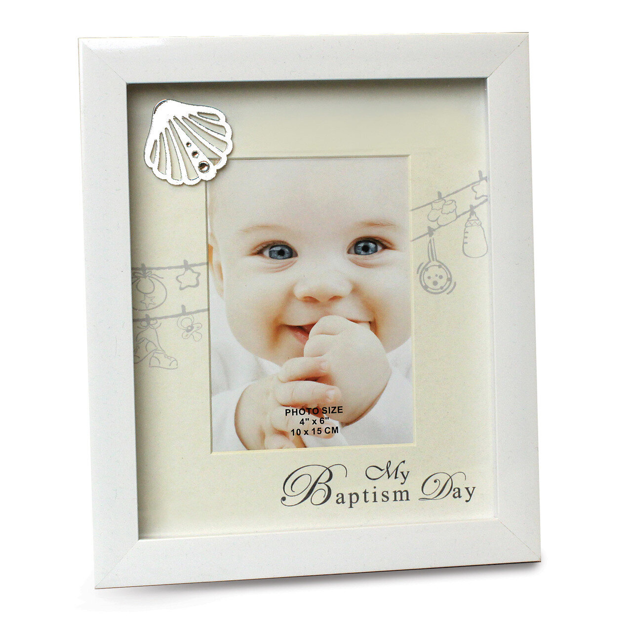 Wooden Shadowbox Baptismal 4x6 Picture Frame GM19731