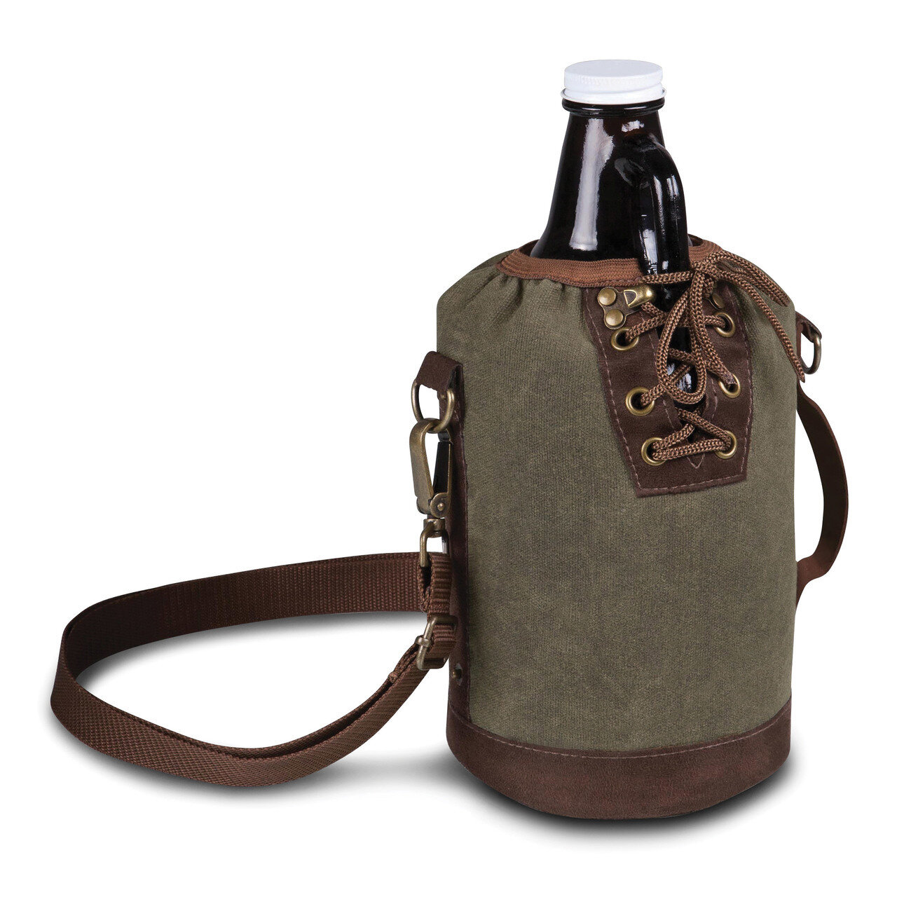 Khaki Green Growler Tote with 64 oz. Glass Growler GM20060, MPN: GM20060, 99967390859