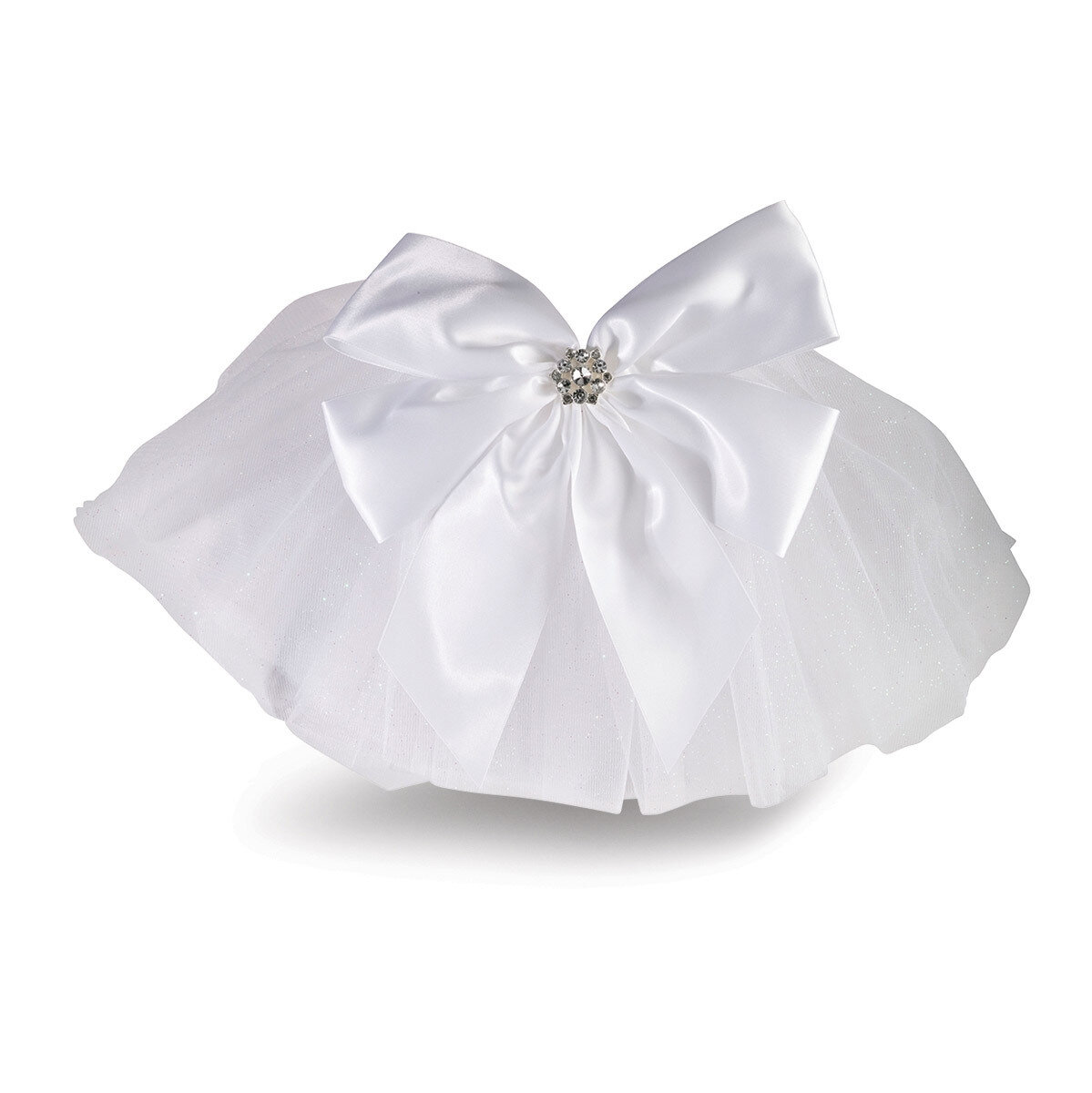 Lillian Rose White with White Bow Clip-on Fanny Veil GM20331