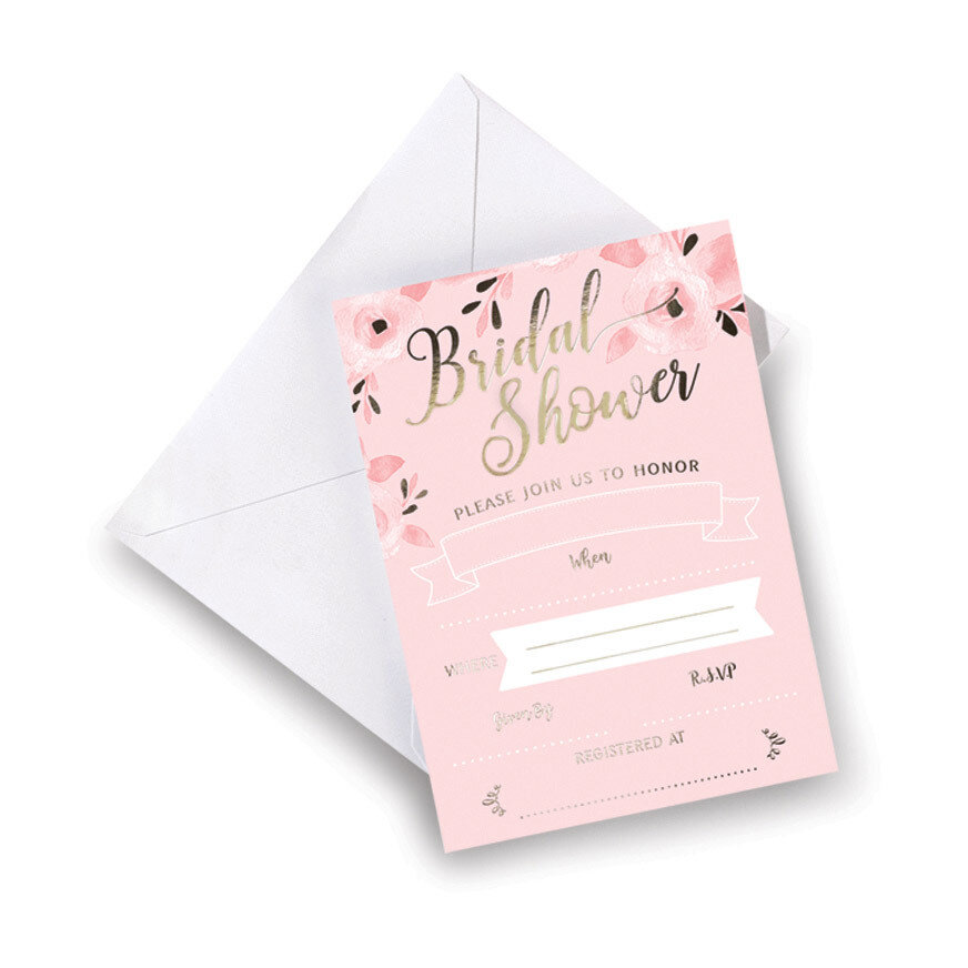 Lillian Rose Set of 8 Blushing Rose Wedding Shower Invitations with Envelopes GM20465