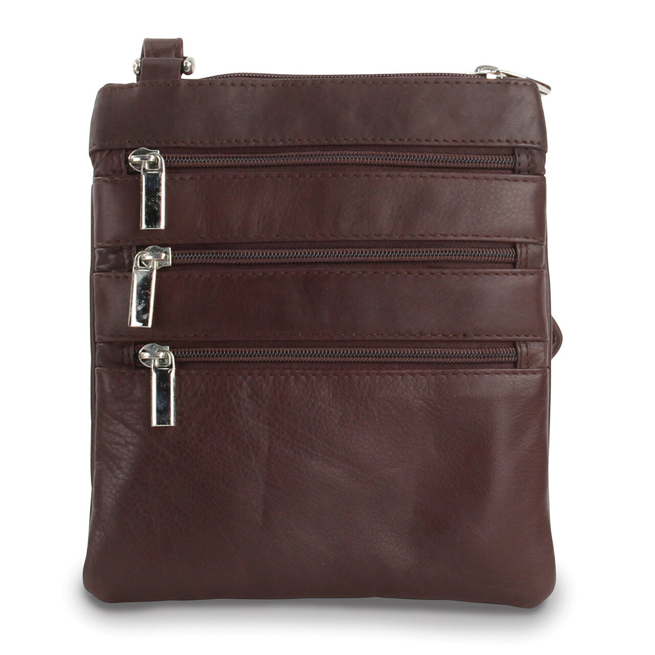 Brown Leather Multi Pocket Crossbody Bag GM20623