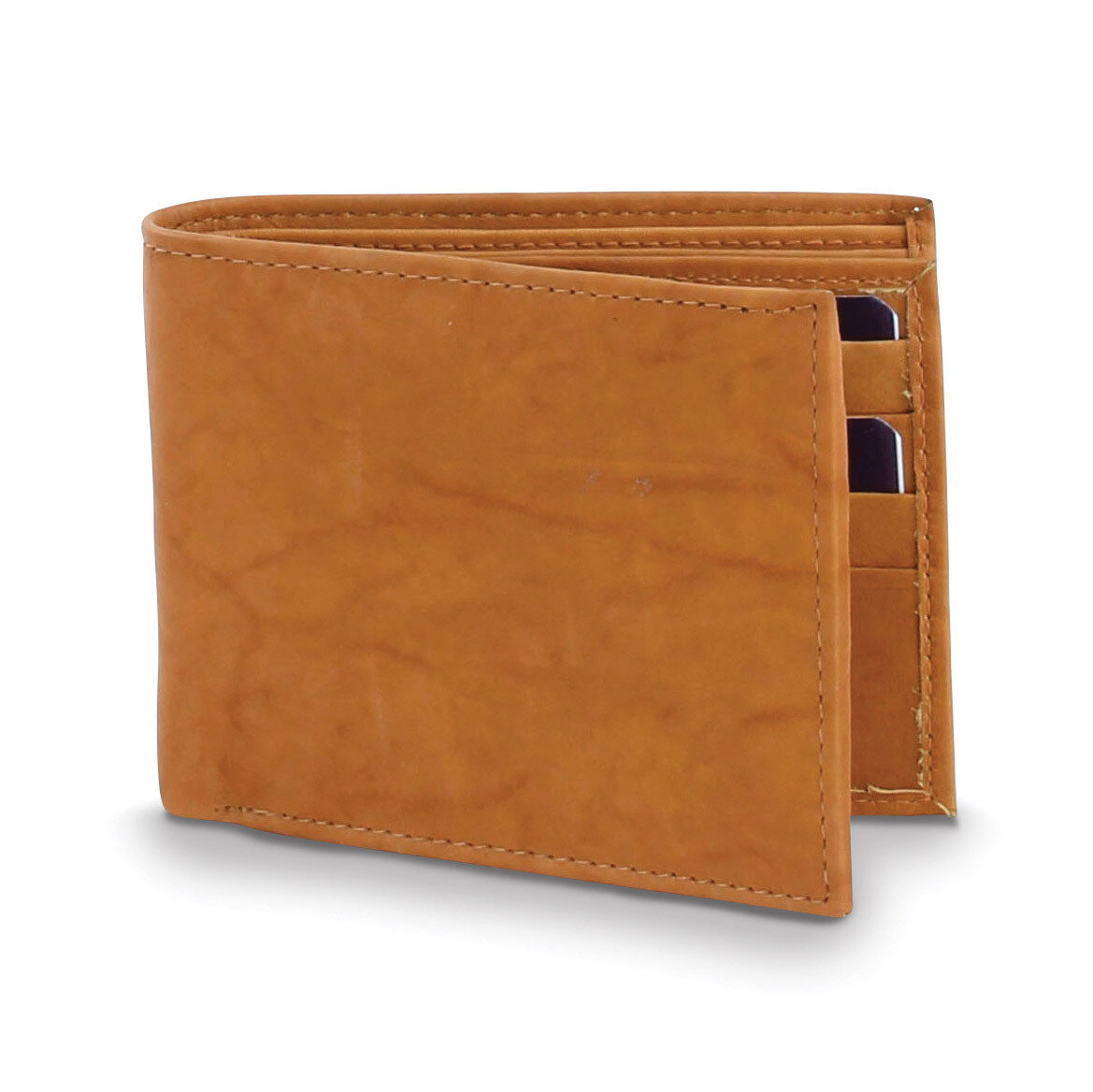 Tan Leather Bifold Wallet with Center Flap Engravable GM20648