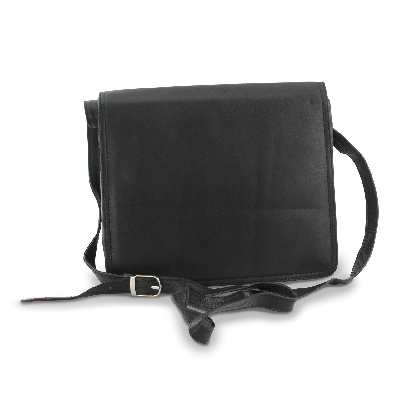 Black Leather Medium Organizer Crossbody Bag GM20675