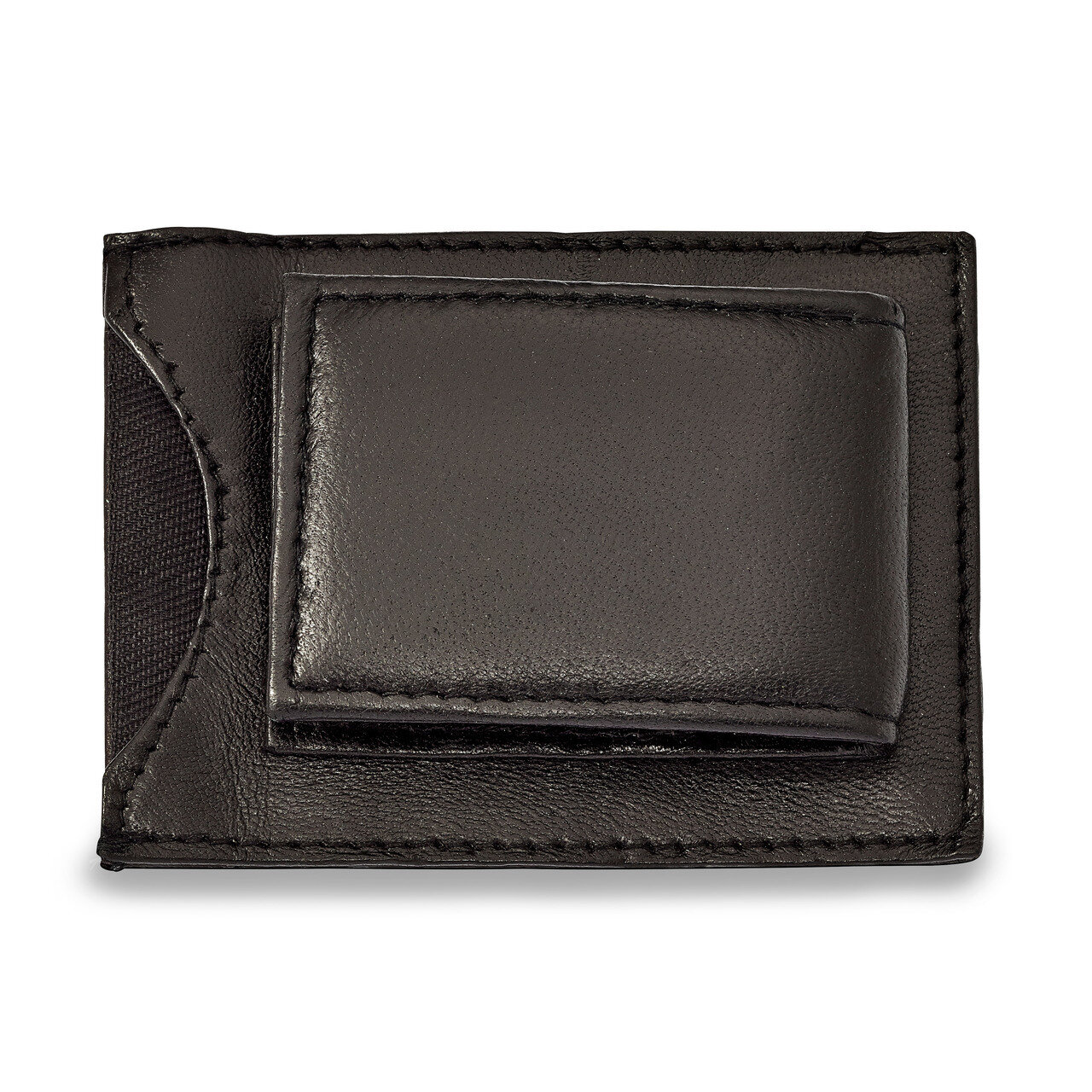 Black Leather Magnetic Money Clip with ID Slot GM20756