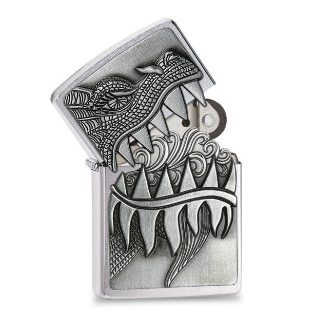 Zippo Chrome Brushed Dragon Mouth Lighter GM20850