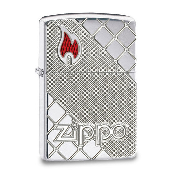 Zippo Chrome Polished Epoxy Flame Mosaic Lighter GM20855