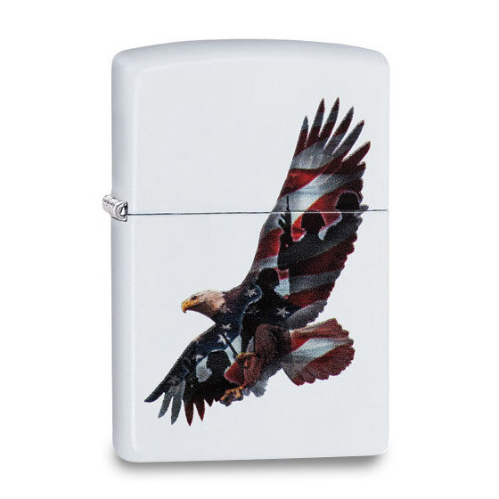 Zippo White Matte Eagle and Soldiers Lighter Engravable GM20866