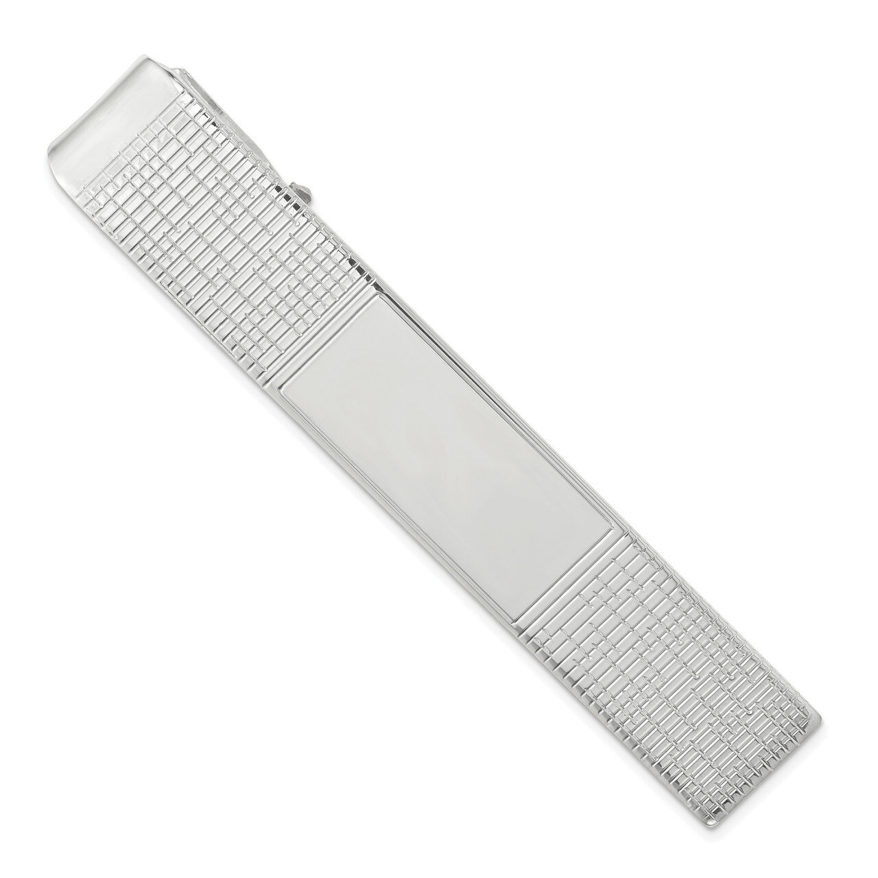 Rhodium Plated Kelly Waters Patterned Tie Bar Engravable KW752, MPN: KW752,
