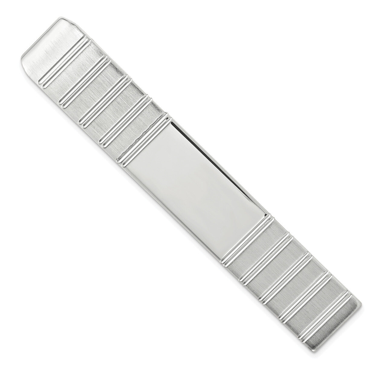 Rhodium-Plated Kelly Waters Engravable Grooved Tie Bar KW756, MPN: KW756,