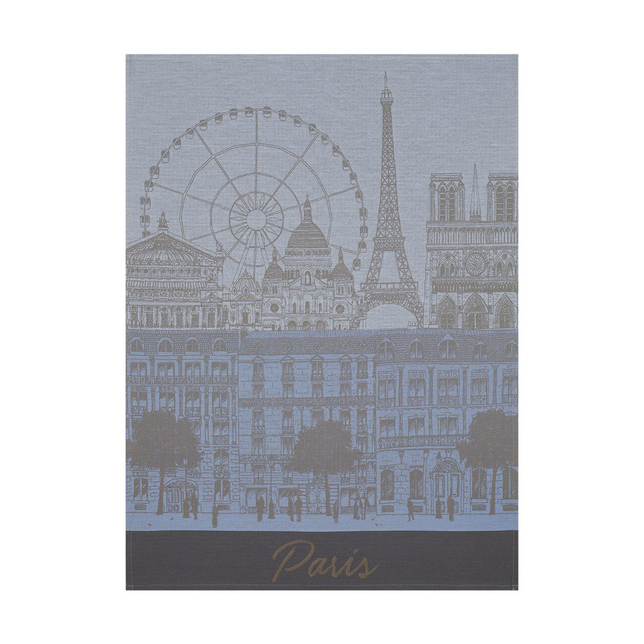 Le Jacquard Francais Paris Panorama Azure Tea Towel 24 X 31 Inch 22744 Set of 4