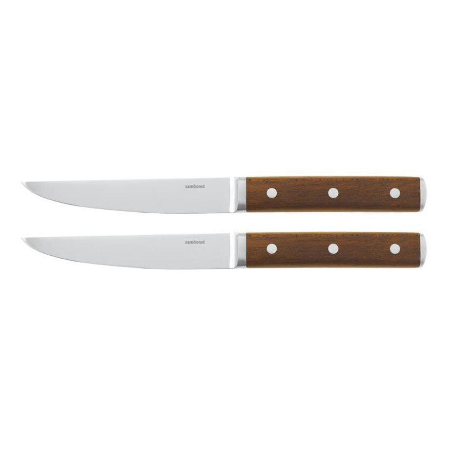 Sambonet Steak Knives Sirloin Steak Knife Set 2 Pieces Smooth Blade Giftboxed 52578WA1