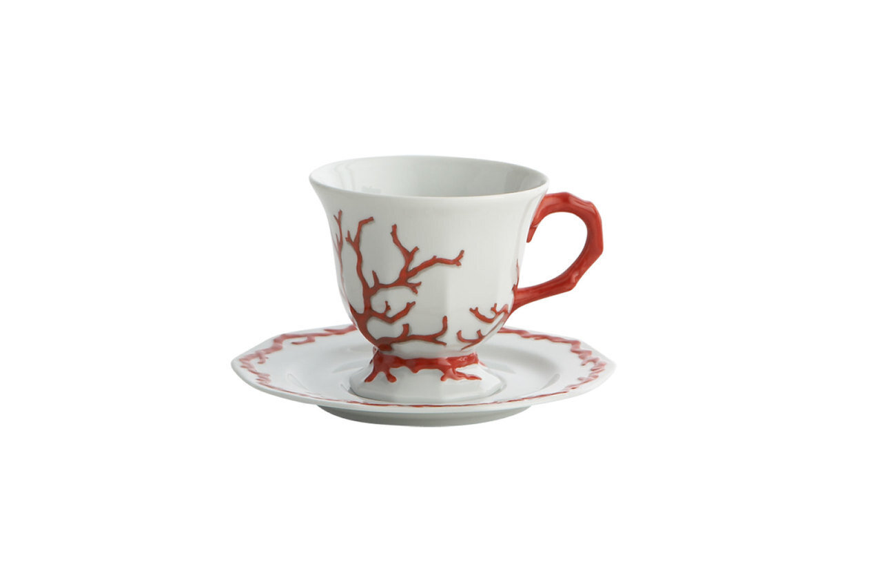 Mottahedeh Barriera Corallina Red Tea Cup & Saucer TD104
