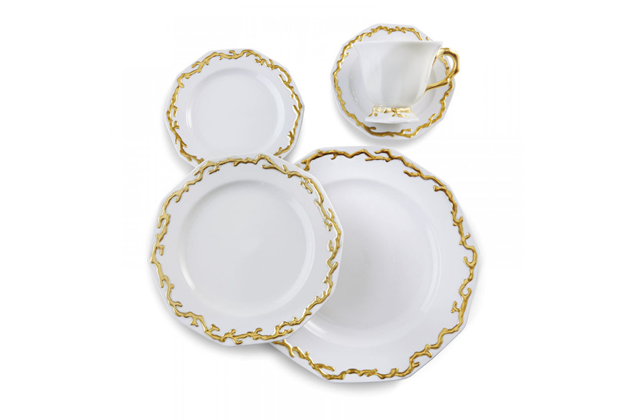 Mottahedeh Barriera Carallina Gold 5 Piece Place Setting TD500