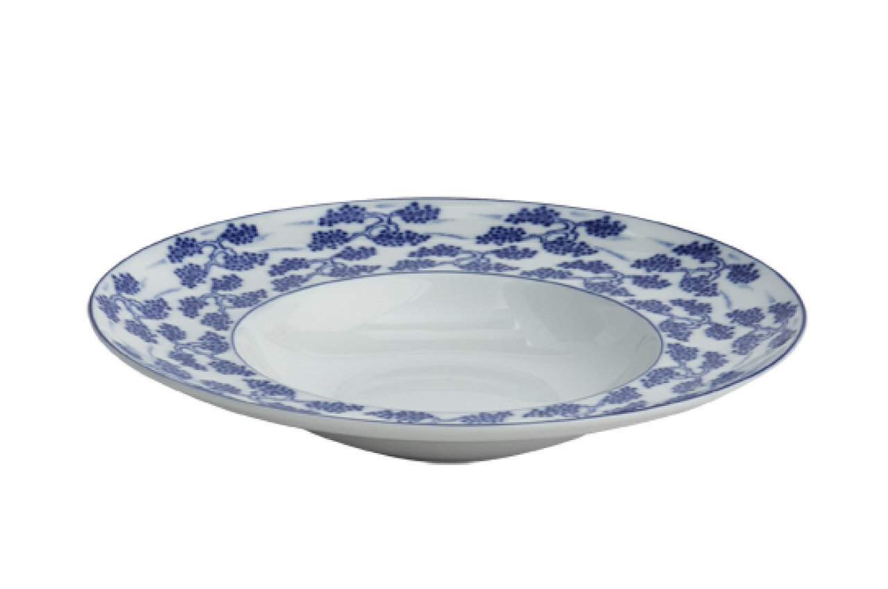 Mottahedeh Blue Shou Rim Soup Plate S106