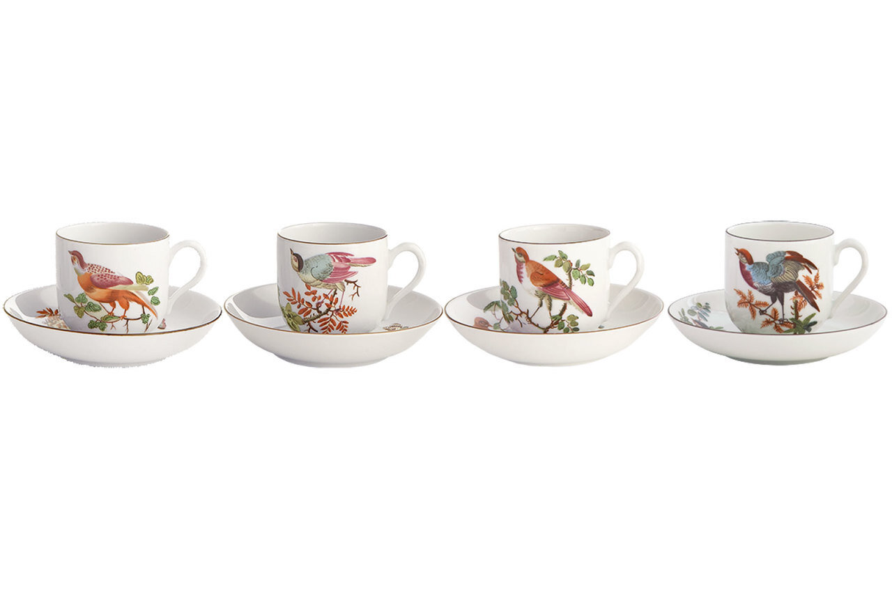 Mottahedeh Chels Bird Tea Cup &amp; Saucer Set of 4 CW2448