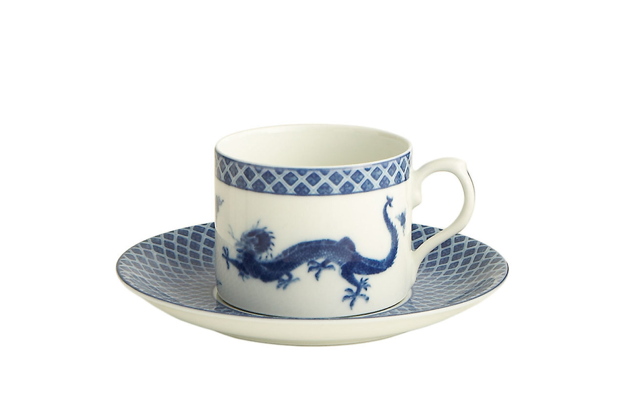 Mottahedeh Blue Dragon Can Cup and Saucer S1744
