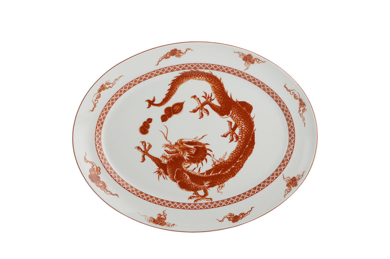 Mottahedeh Red Dragon Oval Platter S1848, MPN: S1848,
