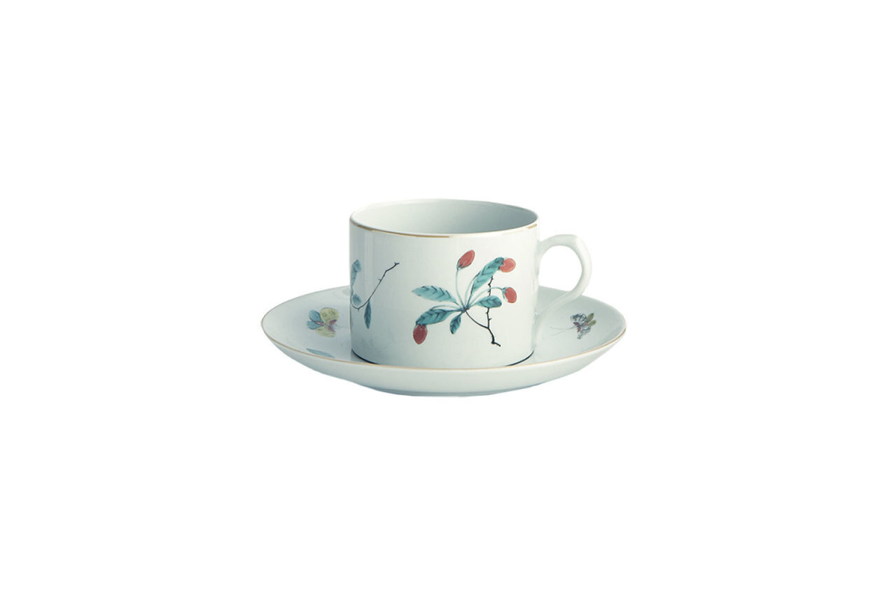Mottahedeh Famille Verte Can Cup&amp; Saucer Set Y1674, MPN: Y1674,