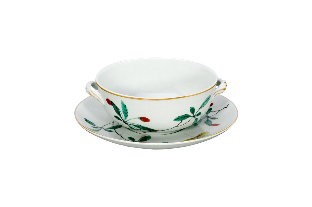 Mottahedeh Famille Verte Bouillon Cup and Saucer Set with Handle Y1707, MPN: Y1707,