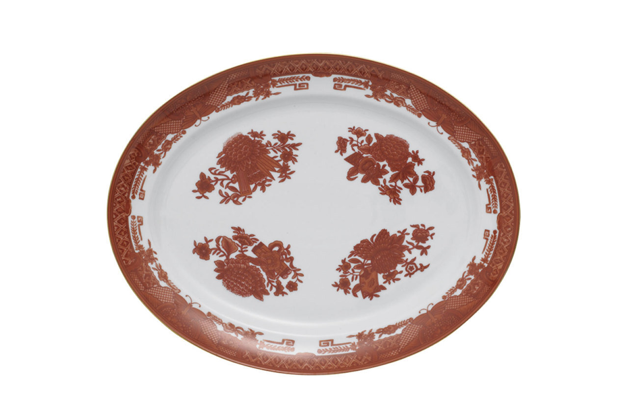 Mottahedeh Fitzhugh Cinnabar Oval Platter S2508