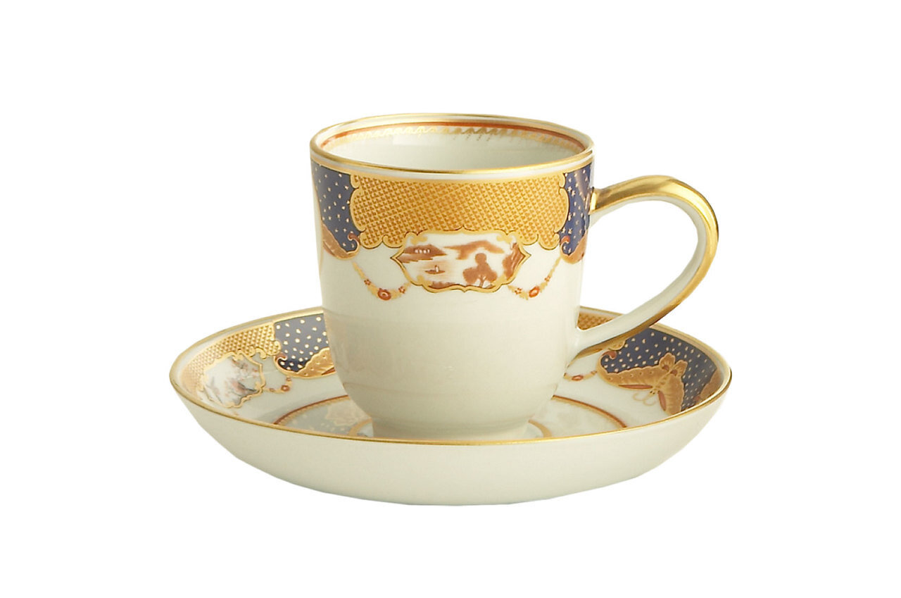 Mottahedeh Golden Butterfly Demitasse Cup & Saucer M38