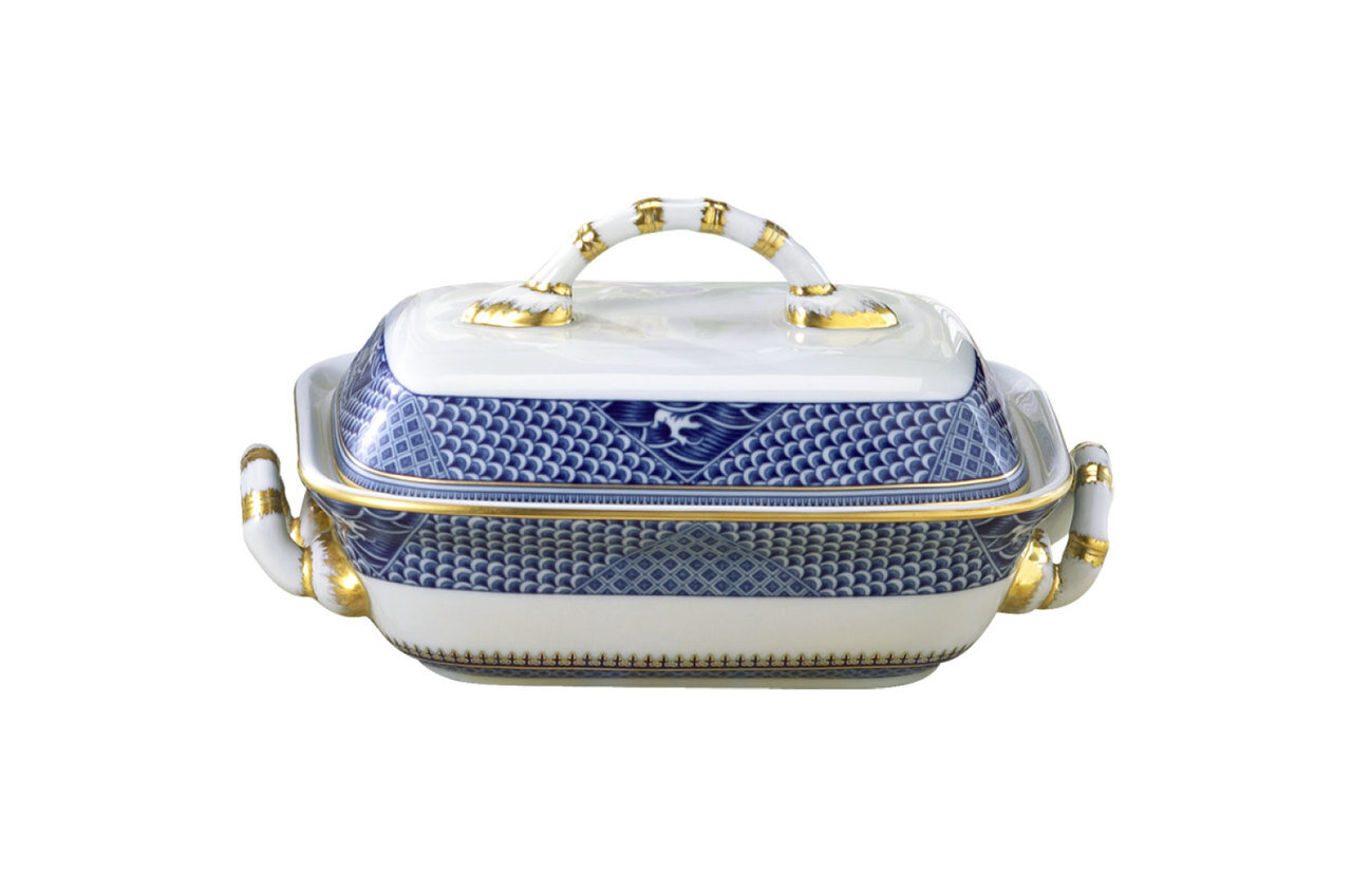 Mottahedeh Indigo Wave Bamboo Covered Vegetable S913, MPN: S913,