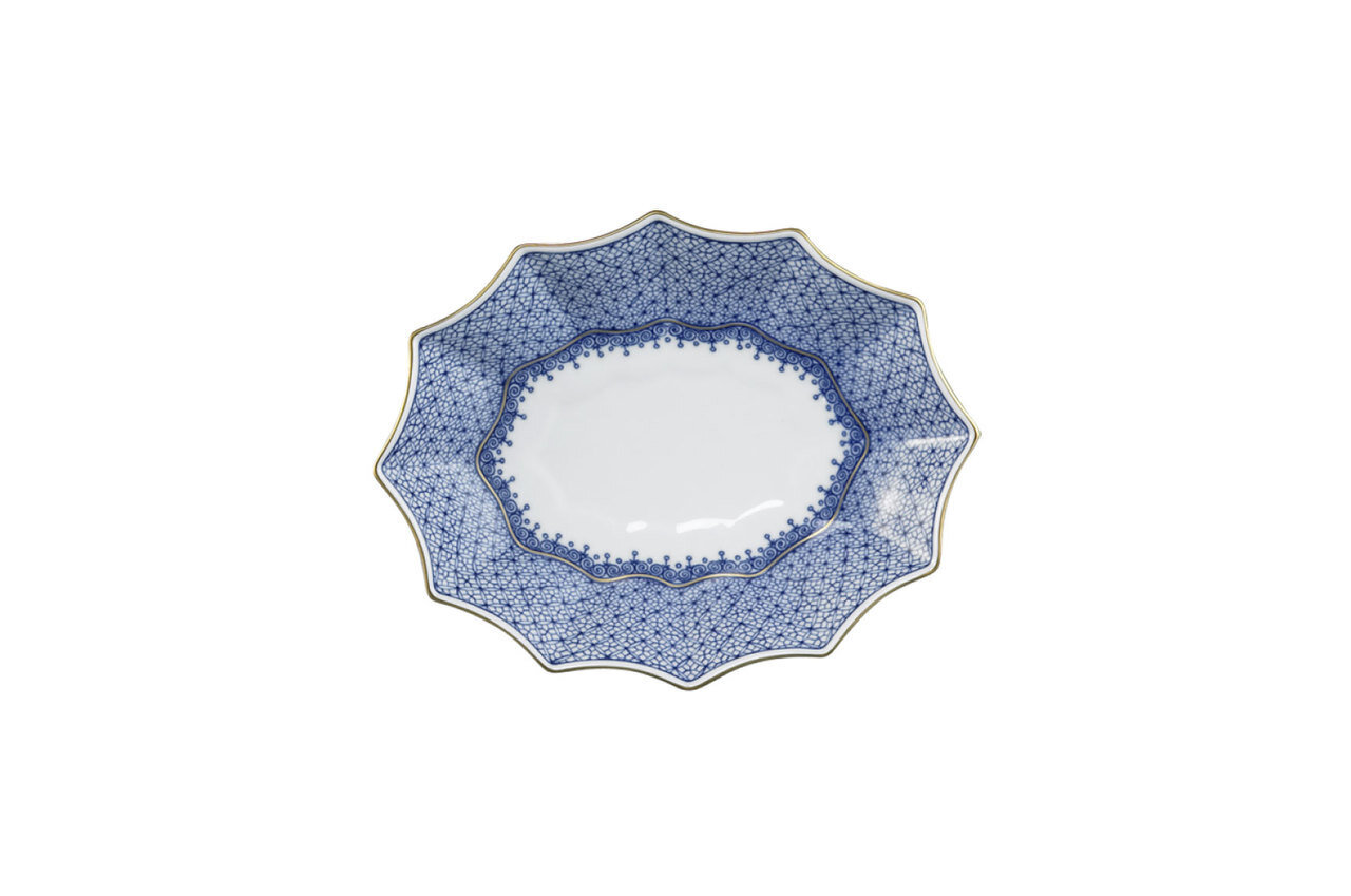 Mottahedeh Blue Lace 12Sided Lobed Tray Small S2420, MPN: S2420,