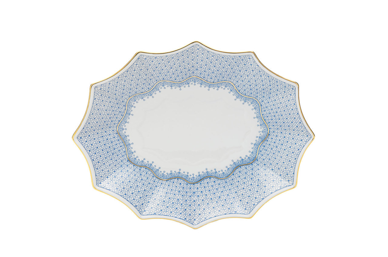Mottahedeh Cornflower Lace Large Fluted Tray S1478