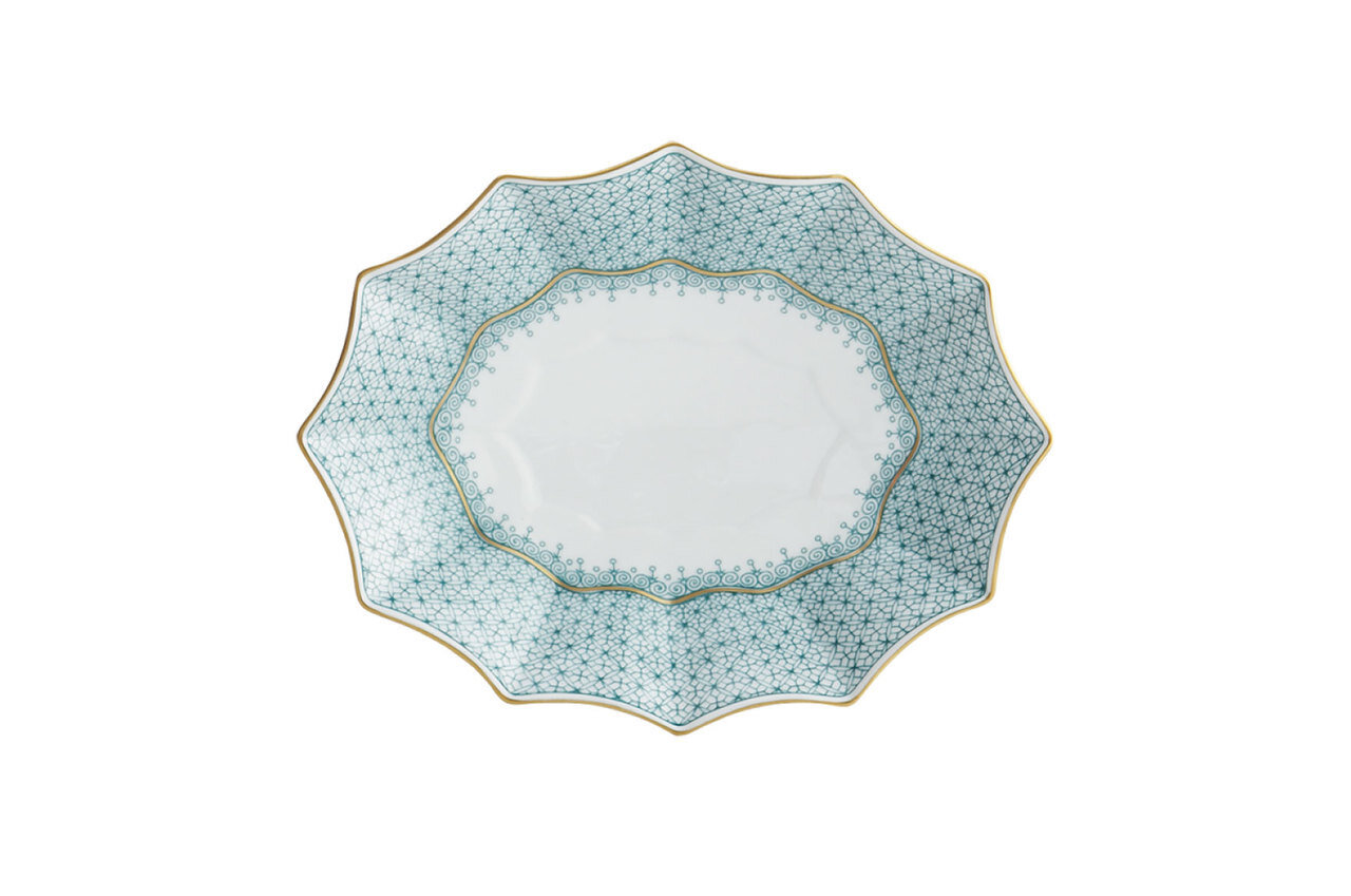 Mottahedeh Green Lace 12 Sided Lobed Tray Small S1577, MPN: S1577,