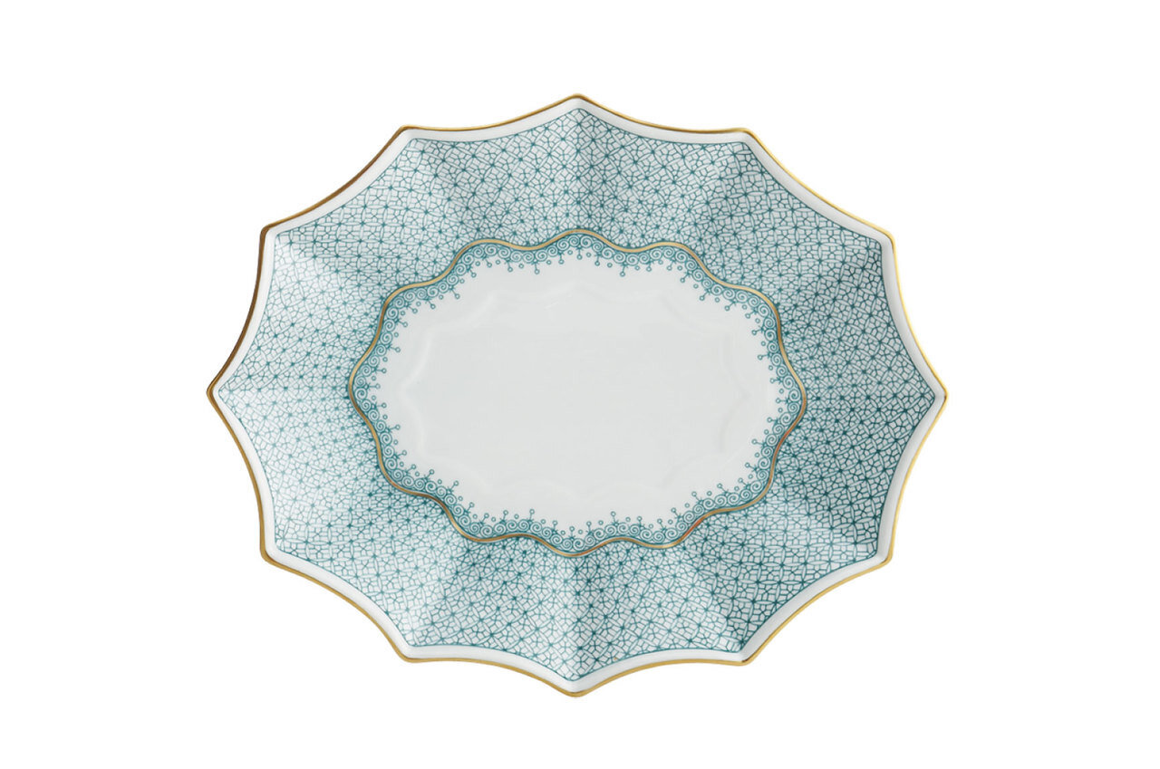Mottahedeh Gren Lace 12 Sided Lobed Tray Large S1578